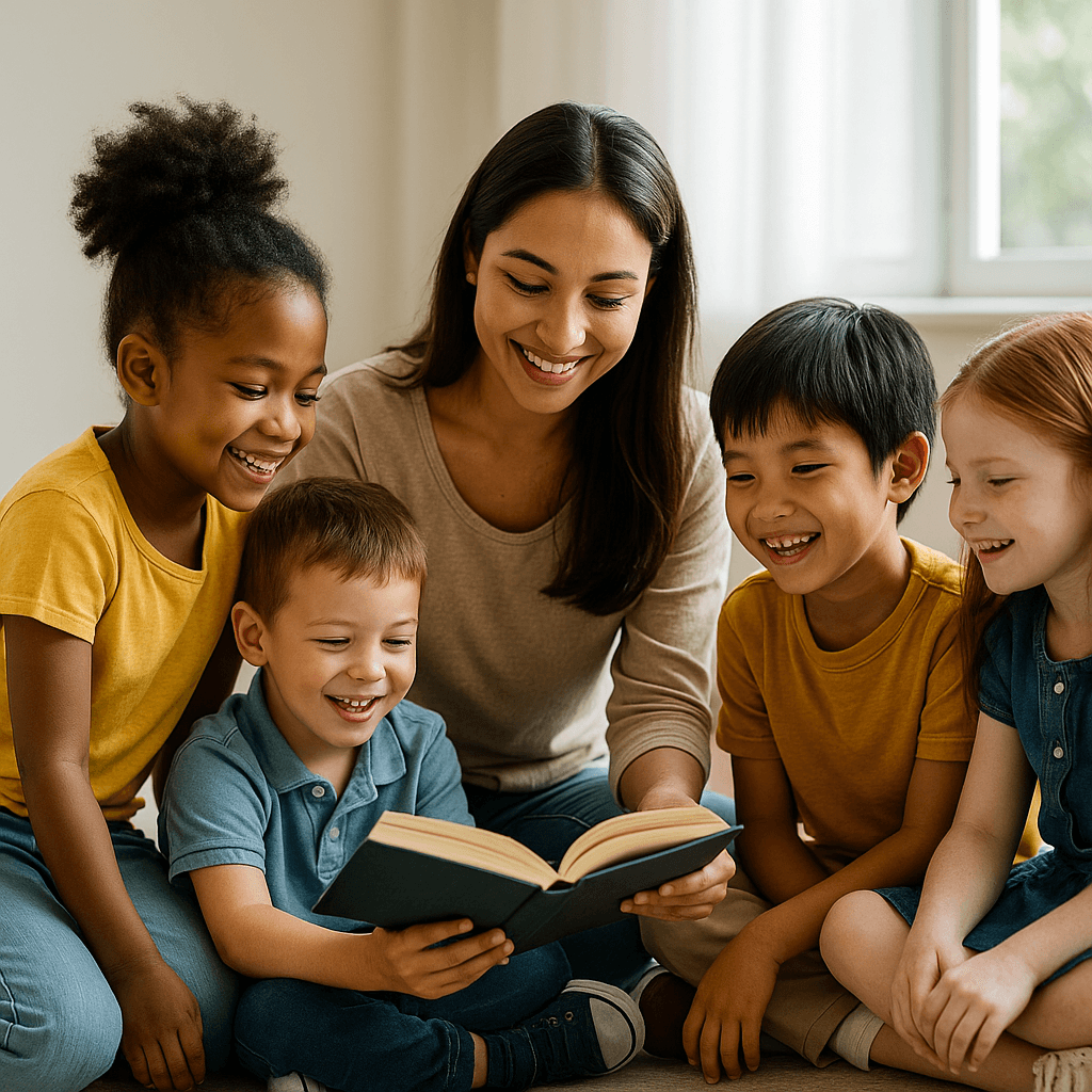 Kids reading together